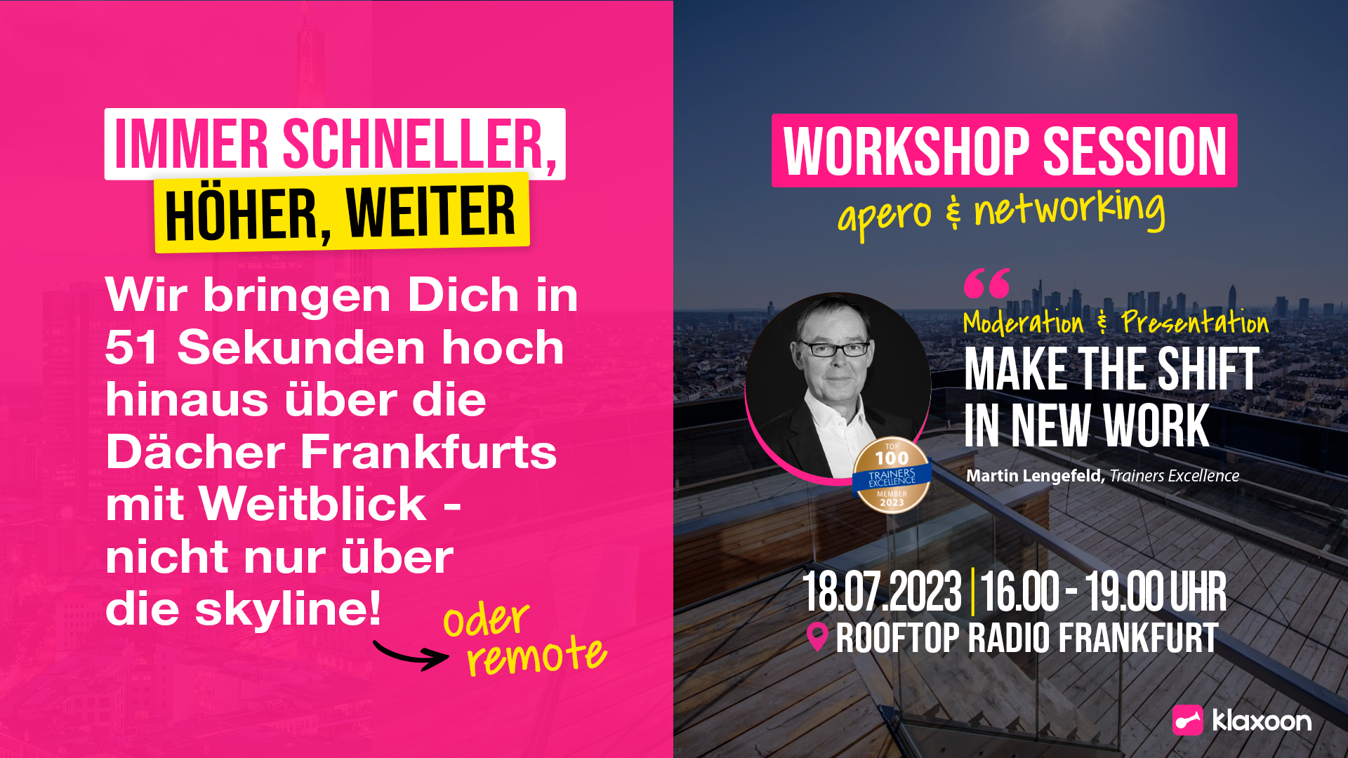 Klaxoon Workshop session | apero & networking | Make the shift in new work | martin Lengefeld | Rooftop Radio Frankfurt